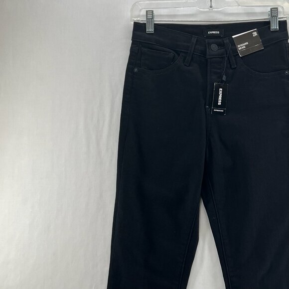 Express Skyscraper Mid-Rise Jeans Women 2R Hyper Stretch Vented Inside Hem Black - Picture 4 of 16